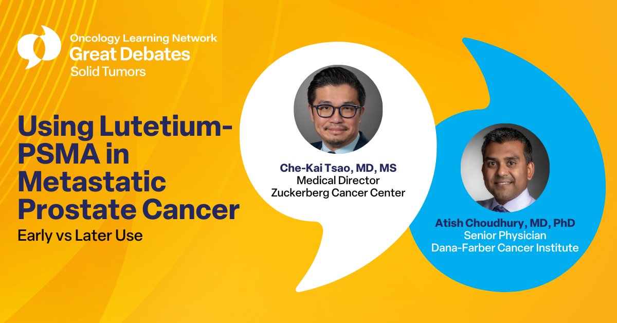 OLNGreatDebates's tweet photo. How early is too early for lutetium PSMA in metastatic prostate cancer?

The data is evolving and comfort with the therapy is growing, but sequencing remains unsettled.

Should lutetium PSMA move forward in mCRPC while patients are fitter and disease burden may be lower? Or is its impact strongest when reserved for later lines, after AR targeted therapy and chemotherapy?

At #OLNGreatDebates, @kai_tsao, MD, MS, and @AtishChoudhury MD, PhD take opposing positions on when this therapy truly delivers the most value. 

Hear both sides. Then decide where you stand.

Join us: https://t.co/MgHv2an7nc

 #ProstateCancer #GUOncology #mCRPC