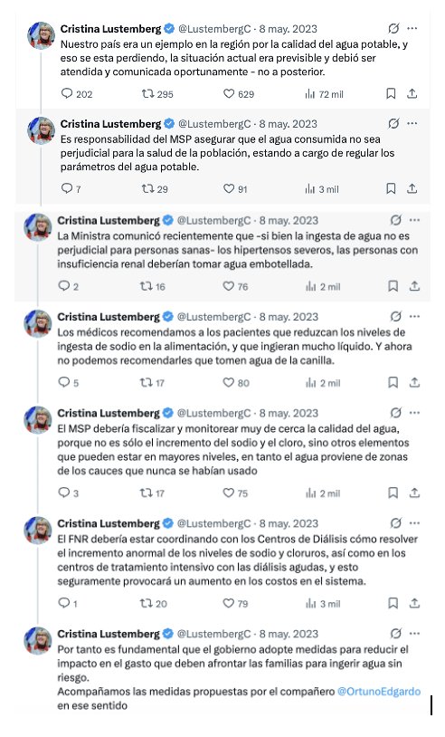 Esto Publicaba en el 2023 Cristina Lustenberg Ministra de Salud actual
En 2023 el problema era estructural, grave y responsabilidad indelegable del MSP.  
En 2026 la solución es… un filtro en casa🤣
Interesante evolución técnica del Ministerio🙄👇👇👇