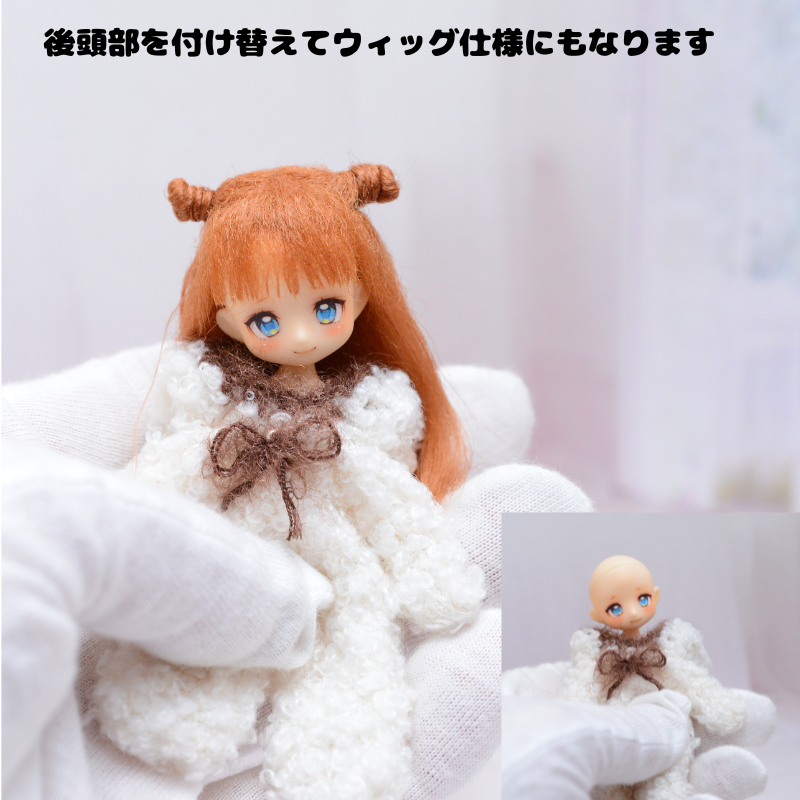アイペイント仕様のミゼットカスタムドールちゃん2人は後頭部パーツを