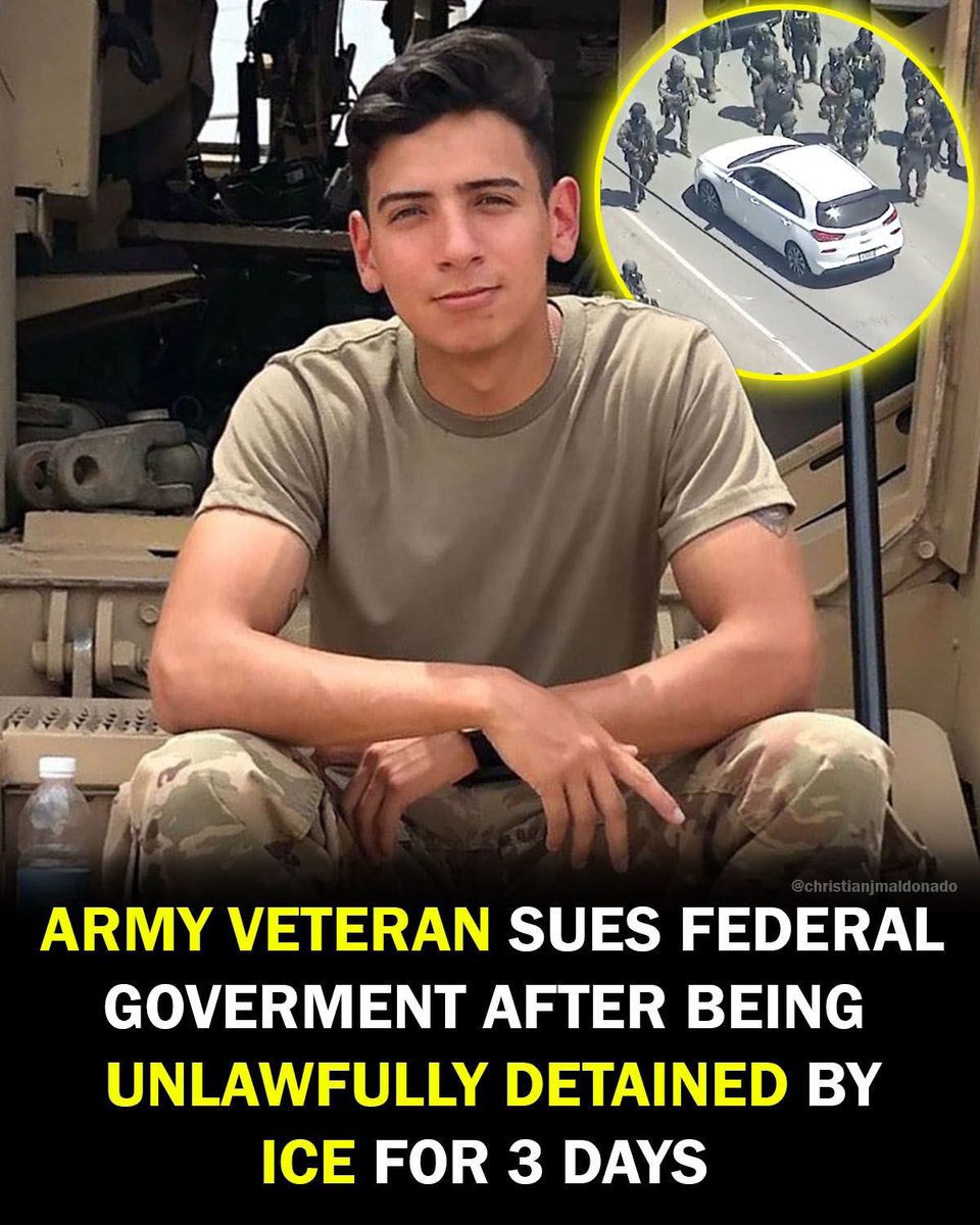 BiatchDulce's tweet photo. US citizen and Army veteran George Retes was headed to work when he was detained by federal agents during a raid. After Retes attempted to explain to agents blocking the roadway that he needed to get through to work, agents shattered his car window, removed him from the vehicle, and detained Retes without checking his identification. 
He was held without access to family, an attorney or information about the charges against him.

“What happened to George is clearly wrong. No one can be held for three days without being told what they’ve done wrong, without being charged with a crime. Americans deserve justice when their rights have been violated.” ~

~Andrew Wimer, director of media relations at the Institute for Justice
#ICEGestapo #Trump