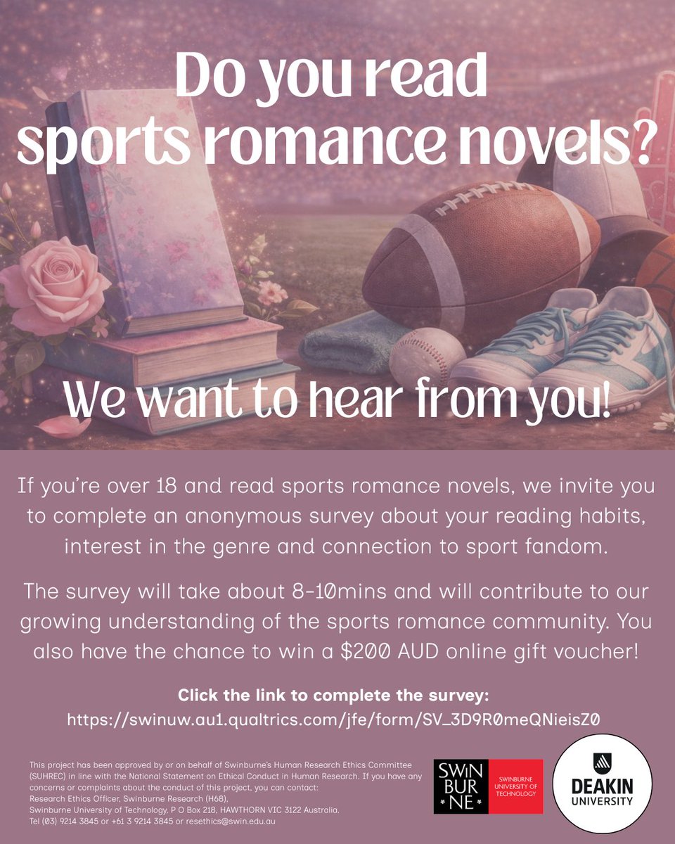 kaseysymons's tweet photo. ๐ Attention sports romance readers ๐
We'd love to hear from you!
If youโve just read one #SportsRomance book (maybe Heated Rivalry??) or have been reading them for years, weโd love you to complete our survey and please share with your networks!
https://t.co/vxWqRlvcp4 https://t.co/N2vFocOAAb