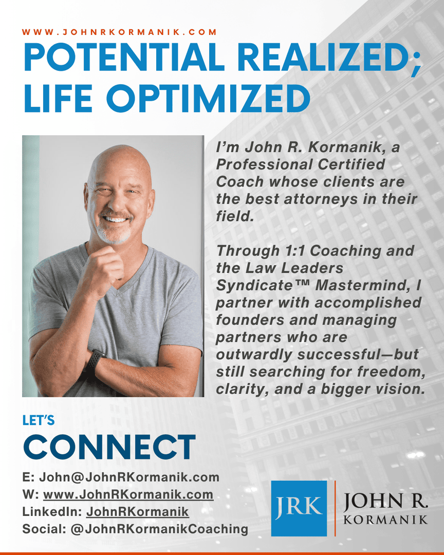 jkormanik's tweet photo. I’ve been where you are. I practiced law. I owned a law firm for 16 years. I carried the cases, the deadlines, the constant demands. 

More on my journey from law firm owner to coach here: https://t.co/fmnkXz6n7z 

#lawyercoach #attorneycoach https://t.co/rjjfS30Y41