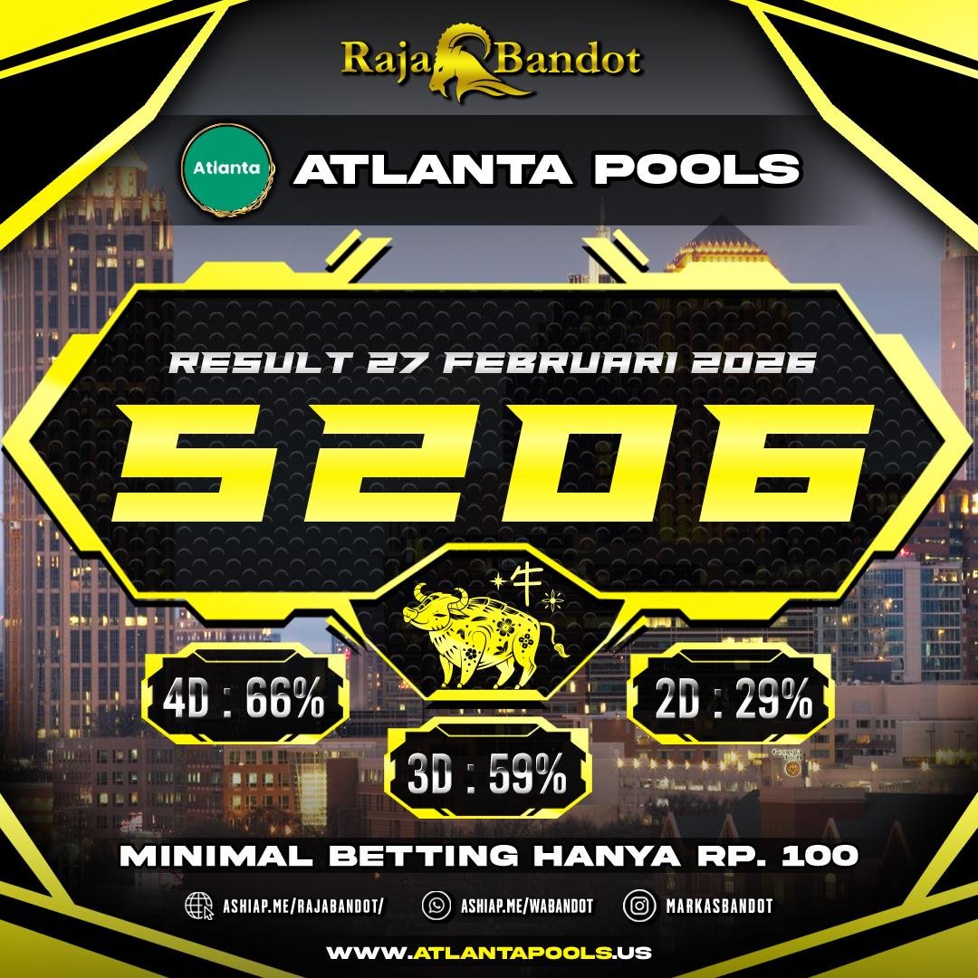 RAJABANDOT999's tweet image. ✨ INFO LENGKAP PENGELUARAN ATLANTA ✨ 
RESULT  : 🔥 5206 🔥 
SHIO :  KERBAU
TANGGAL : 27 FEBRUARI 2026
SELAMAT KEPADA PEMENANG SALAM JACKPOT #ATLANTAPOOLS #RAJABANDOT_OFFICIAL2