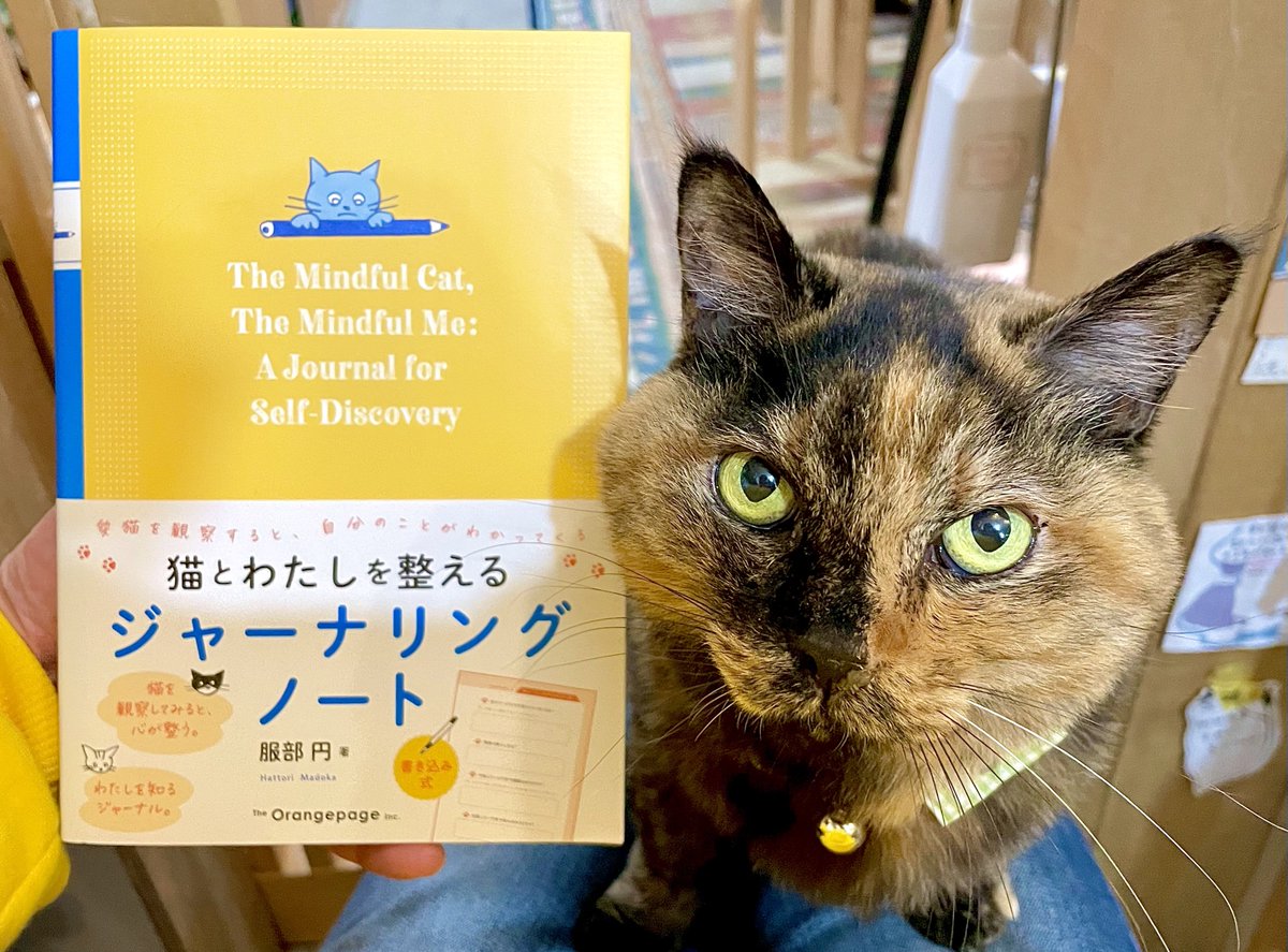 CatsMeowBooks's tweet photo. 店主は日記を書くのが苦手なのですが、愛猫を通じて頭に浮かんだ思考や感情をそのまま紙へ書き出す『猫とわたしを整えるジャーナリングノート』ならば書けるような気がします。服部円さん著/長崎訓子さんイラストのコンビ再びで、枠外にある作家が発した猫に関する言葉だけ拾い読みしても楽しい一冊。

猫野ぺすかさん『心をケアする猫タロット占い』原画展は残り3日。恵みの雨のあとの晴れ間が戻ってきました。本日も11:00-19:00の営業です。