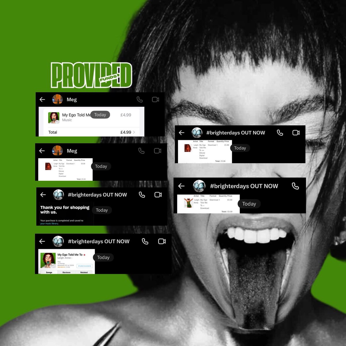 💚 Funded before midnight 

— ‘My Ego Told Me To’ Digital Downloads x6

A huge thank you for supporting Leigh-Anne for her debut on the Official UK Album Chart. Your support truly means everything! ✨