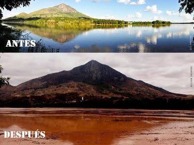 Imágenes de antes y después de lugares donde se permitió minería contaminante. Ecuador y Brasil respectivamente
