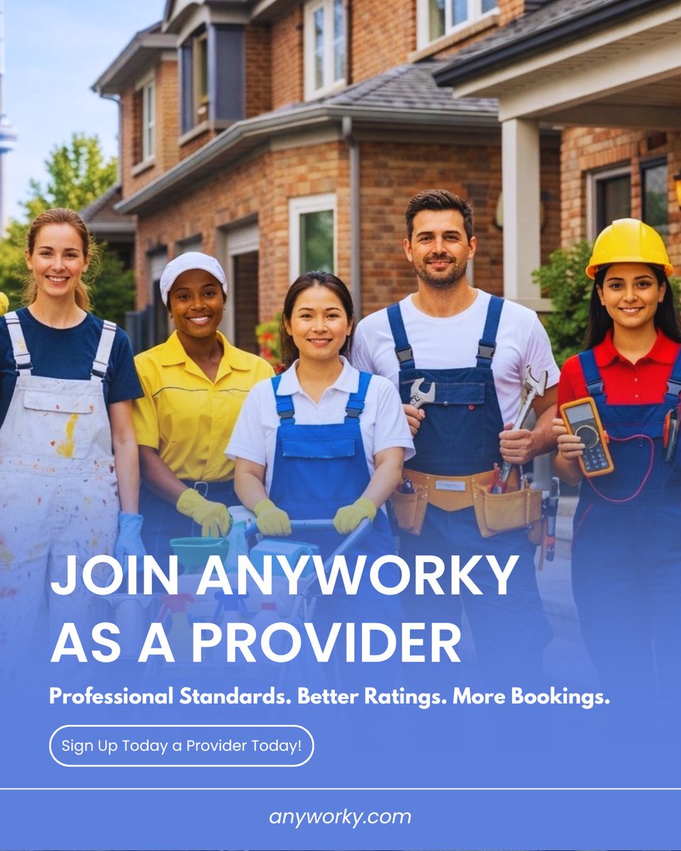 anyworky's tweet photo. Turn your skills into consistent income.
Join AnyWorky as a verified provider.

#AnyWorky #ServiceProviders #HomeServicesCanada #SkilledTrades #EarnWithSkills #ProfessionalServices https://t.co/QDybMdUJsK