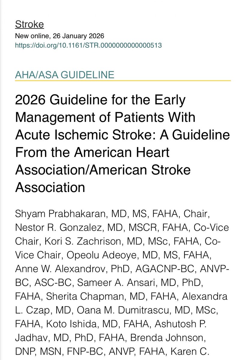 DrCriticalCare's tweet photo. Guidelines STROKE 2026 
✅ Mayor uso de tenecteplasa
✅ Más pacientes candidatos a trombectomía
✅ Importancia crítica de la imagen avanzada
✅ Manejo fisiológico estricto desde fases tempranas
✅ Integración de sistemas de atención regional
•“Time is brain” evoluciona a “tissue is brain”
•Tenecteplasa gana terreno
•La trombectomía sigue expandiendo indicaciones
•El triage prehospitalario es parte del tratamiento
•Primera formalización del AIS pediátrico