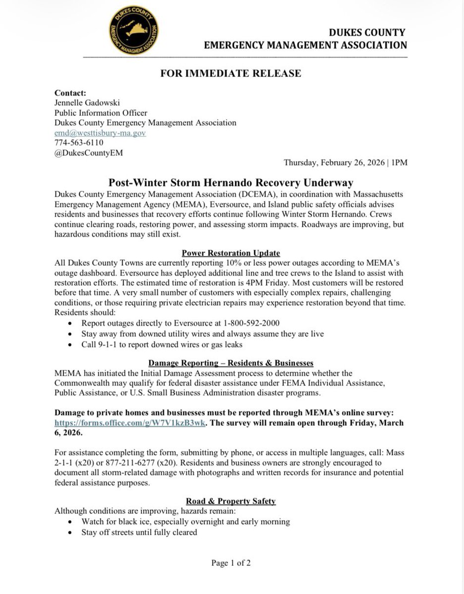 Dukes County Emergency Management Association tweet media