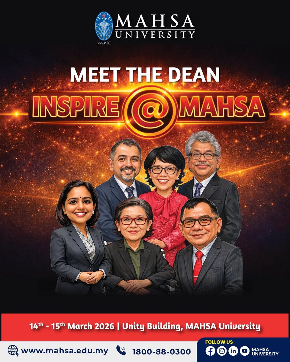 MAHSA University Preview Day 2026
14–15 March | Unity Building

Meet the Deans. Explore Foundation to Postgrad pathways. Discover scholarships.
Higher education is a strategic investment. Choose with confidence.

openday.mahsa.edu.my/previewday

#OneMAHSA #mahsa #Future #openday