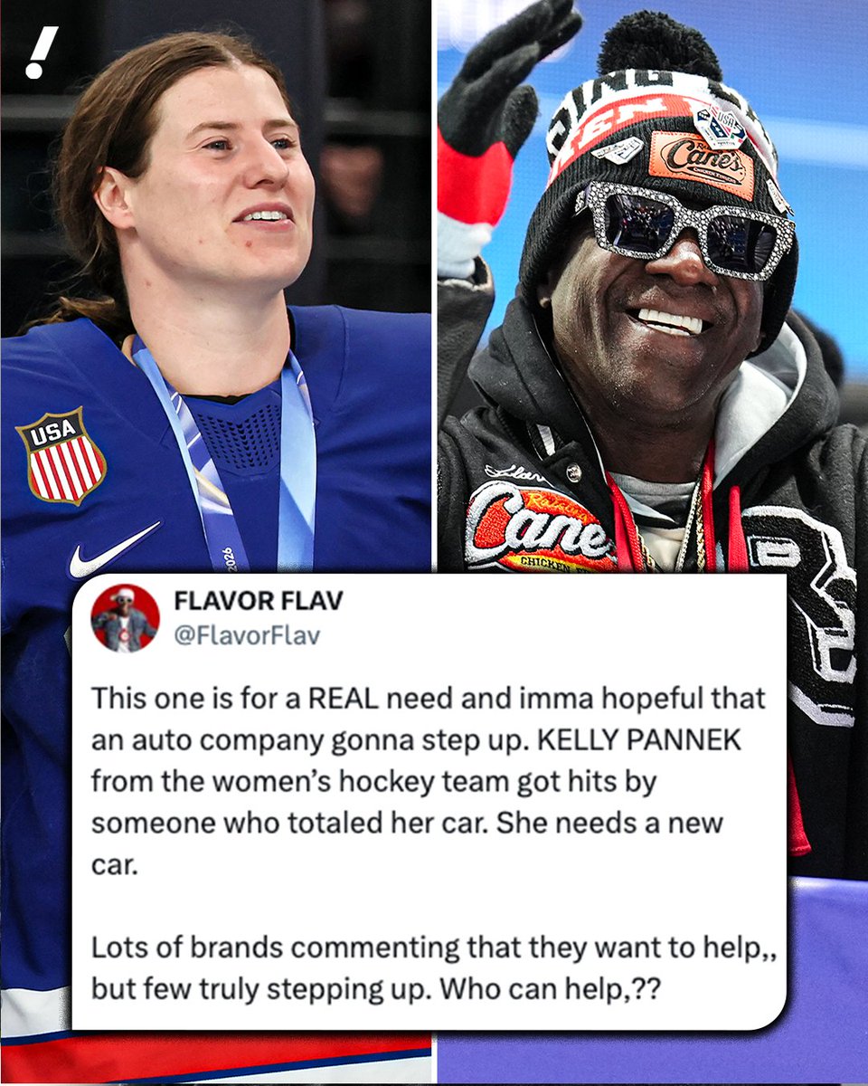 Flavor Flav is calling on car brands to help women’s hockey gold medalist Kelly Pannek after her car was totaled 👏

(via <a href="/FlavorFlav/">FLAVOR FLAV</a>)