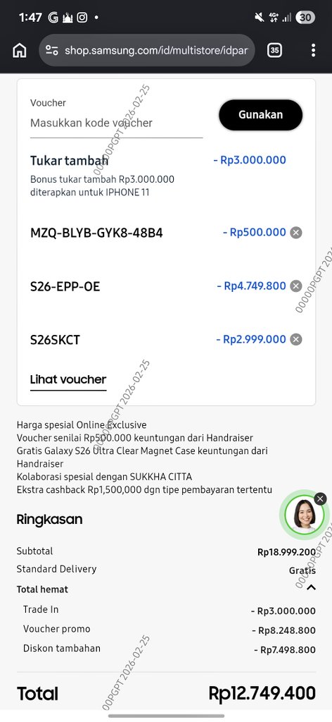serenity_eh's tweet photo. beneran menarik dapet promo dan voucher buat s26 ultra 512gb :)) https://t.co/1V5hNaJ1pP