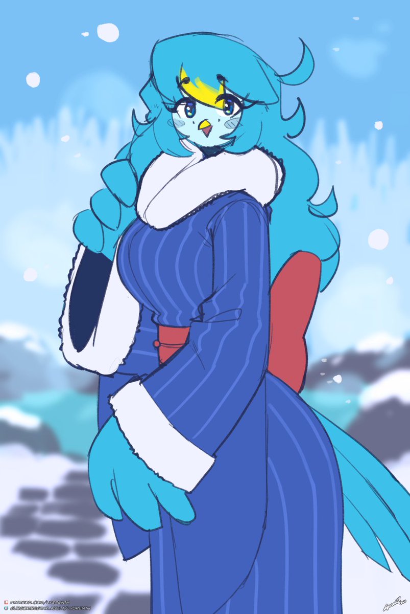 lyorenth's tweet photo. We took a glimpse at her with Roba, now here's Martlet's own solo drawing in her cozy winter Kimono~ https://t.co/f772iFOzWE