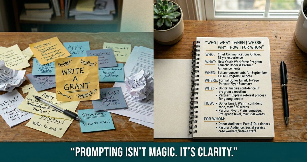 GenAI Prompting 101 for Nonprofit Leaders 
#GenAI #Nonprofit #Prompting #ChatGPT #Gemini #Claude 

open.substack.com/pub/ginadebogo…