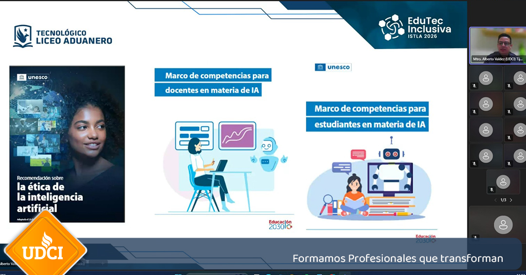 udci_mx's tweet photo. El Mtro. Leonel Valdez Corral presentó en el IV Congreso Científico Internacional #EDUTEC2026 🇪🇨 la ponencia: “Riesgos académicos en el uso de IA por estudiantado de universidades públicas”. 🤖📚

Un esfuerzo conjunto con investigadores de @ITSON y la Universidad Libre de 🇨🇴. https://t.co/D4ulYn01YZ