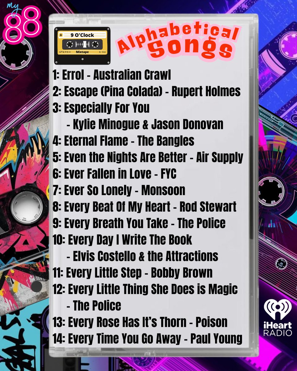 On the 9O'Clock Mixtape today we continued playing all songs that