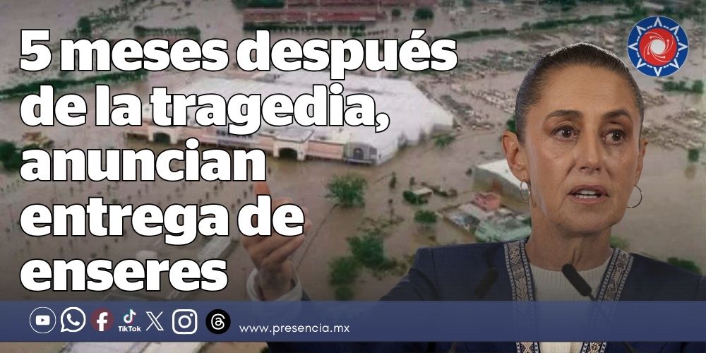 A casi cinco meses de las inundaciones que dejaron 35 muertos en el norte de Veracruz, la presidenta Claudia Sheinbaum anunció que en marzo comenzará la entrega de enseres domésticos a las familias afectadas.

presencia.mx/nota.aspx?id=2…
