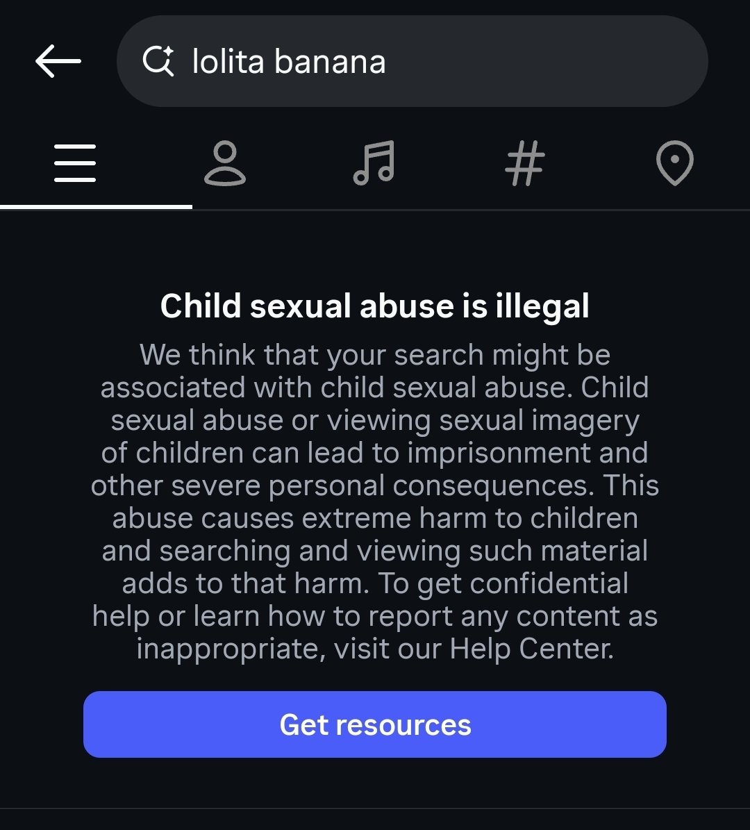 tuy12345's tweet photo. Does anyone else get this message while searching for Lolita banana on Instagram?? #lolitabanana https://t.co/rKI5SJklNj