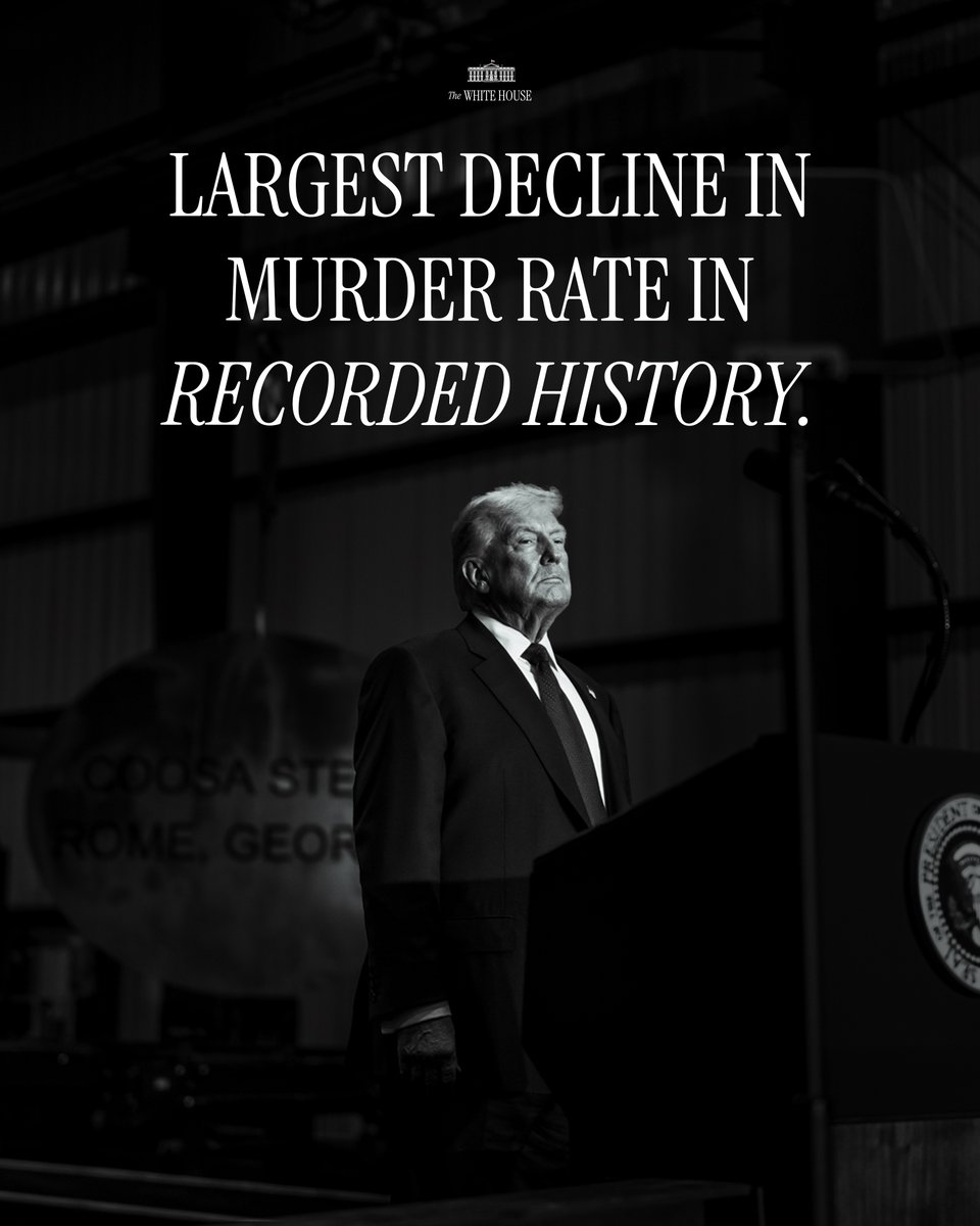 The lowest total murder rate in 125 YEARS. President Trump has delivered on his promise to make America safe again.