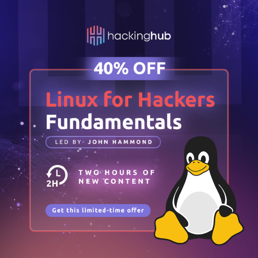 NEW: Linux for Hackers Fundamentals just leveled up!🚀

We’ve updated one of our most popular courses with our very own @JohnHammond.

We’ve added 3 powerful new modules:

Sed - Awk - Vim 

That’s 2 hours of fresh content!

🔥 Get 40% OFF today
🎟️Use Code: Linux2026