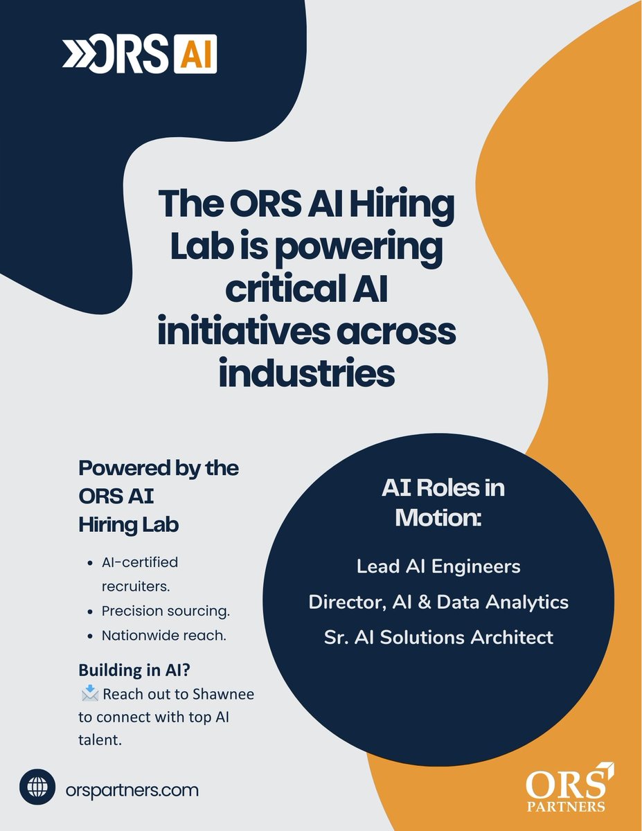AI teams are being built right now.
Through the ORS AI Hiring Lab, we’re staffing mission-critical roles — from AI Architects to Developers — nationwide.
Building in AI? Let’s connect.
AI isn’t slowing down — neither are we.
linkedin.com/posts/orspartn…