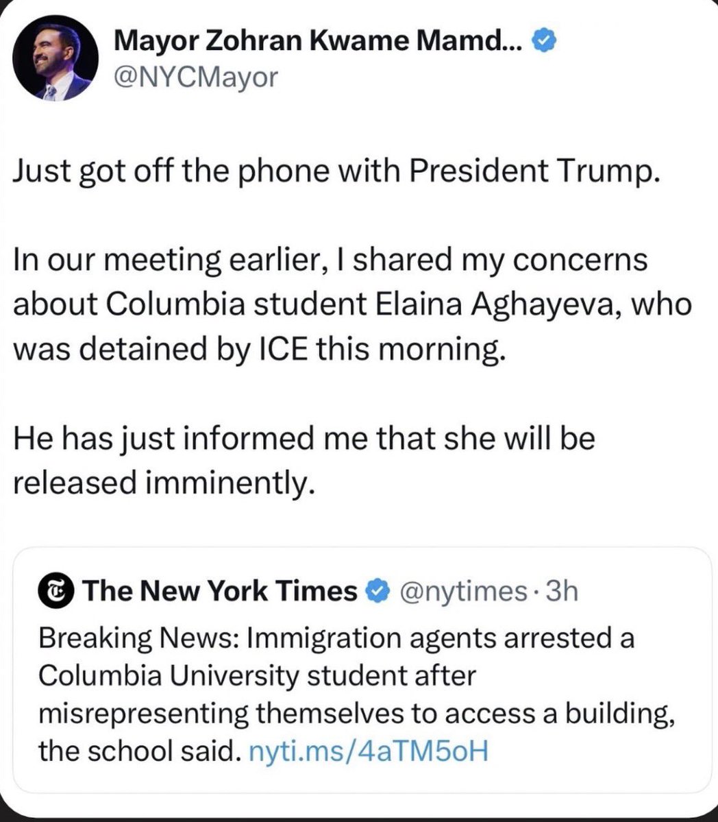 TheTNHoller's tweet image. Zohran says Elaina will be released