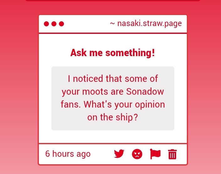 I'm chill with the ship in general, not really a big fan, but I don't hate it. I still follow some sonadow artists if I like the fanart, sometimes it's too cute to resist lol.