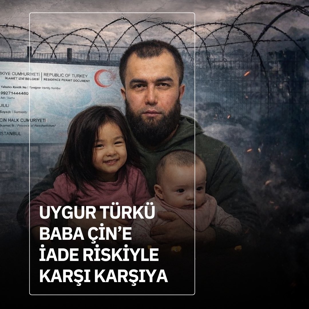 LÜTFEN DUYURALIM ⚠️

Uygur Türk’ü baba Çin’e iade riskiyle karşı karşıya.

24 Şubat sabaha karşı Uygur Türkü Yakup Celil, İstanbul’daki evinde gözaltına alındı ve aynı gün
geri gönderme merkezine sevk edildi.

Yakup Celil evli ve iki çocuk babası. Çocuklarından biri 3 yaşında,