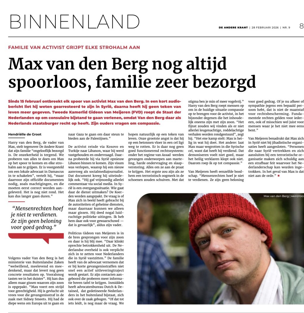 Van <a href="/MaxBaptist92/">Max van den Berg</a> ontbreekt nog altijd elk spoor. Voor <a href="/AndereKrant/">De Andere Krant</a> sprak ik met zijn vader. Zijn ouders maken zich ernstig zorgen en roepen op om te stoppen met het verspreiden van "roddelachtige en leugenachtige verhalen".