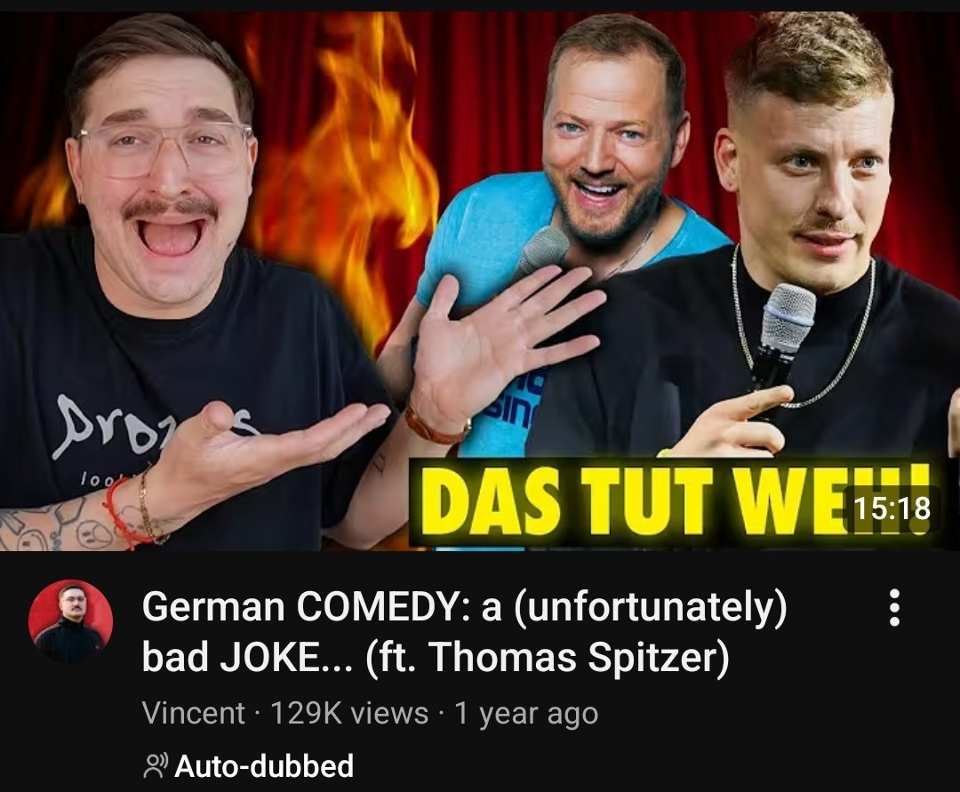 MattnessLP's tweet photo. @TeamYouTube can you please help me? I am a German, living in Germany, but my YT app and entire phone are set to English, and now I get videos from German creators that don't just have auto-translated titles, but also horribly AI-auto-dubbed audio as well. How do I turn this off? https://t.co/ZFk2kJO8IS