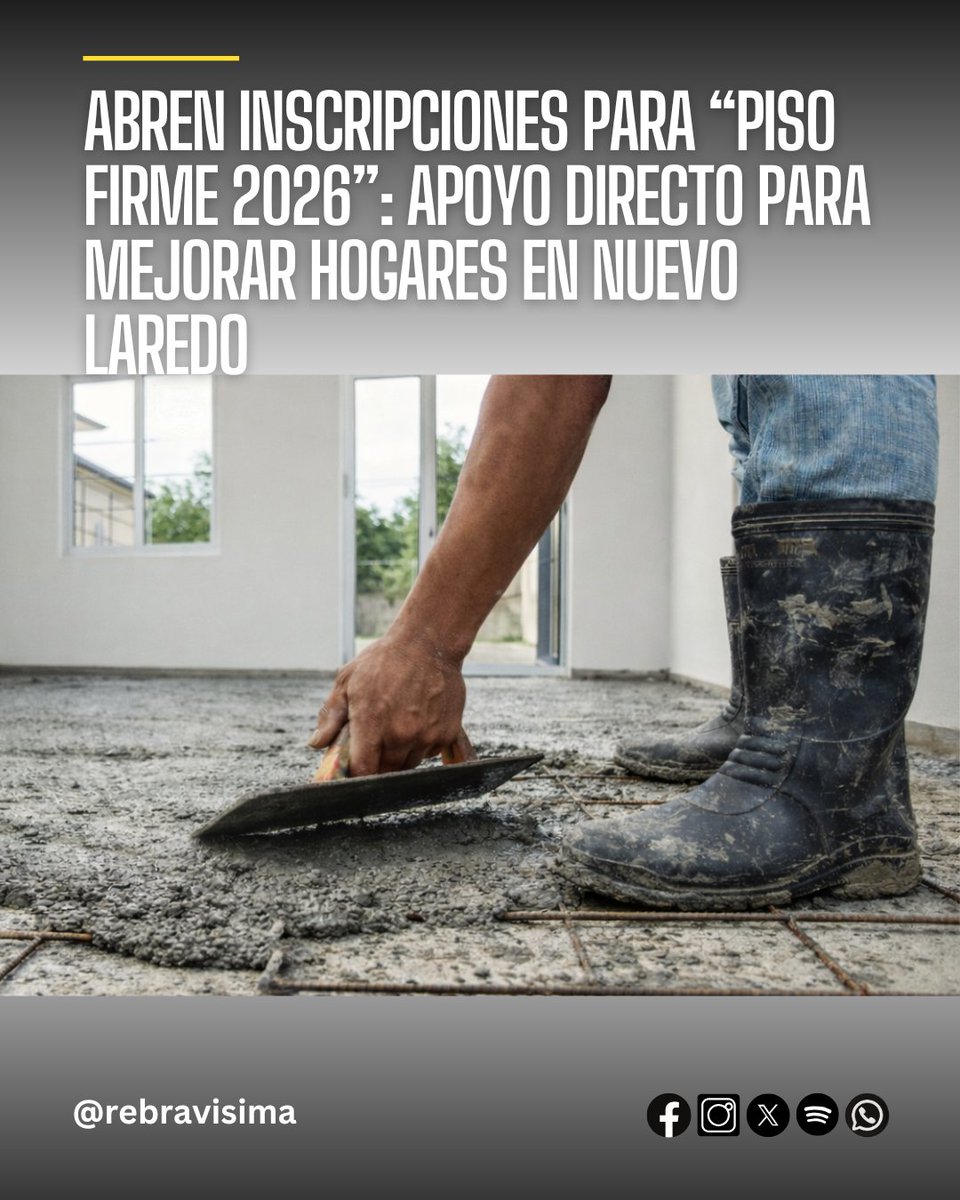 #NuevoLaredo | El plan contempla una inversión de 5 millones de pesos para beneficiar a 270 familias. Cada apoyo permitirá la construcción de un piso de concreto de hasta 3x3 metros en casas que actualmente cuentan

+Info: t.ly/H4ygv