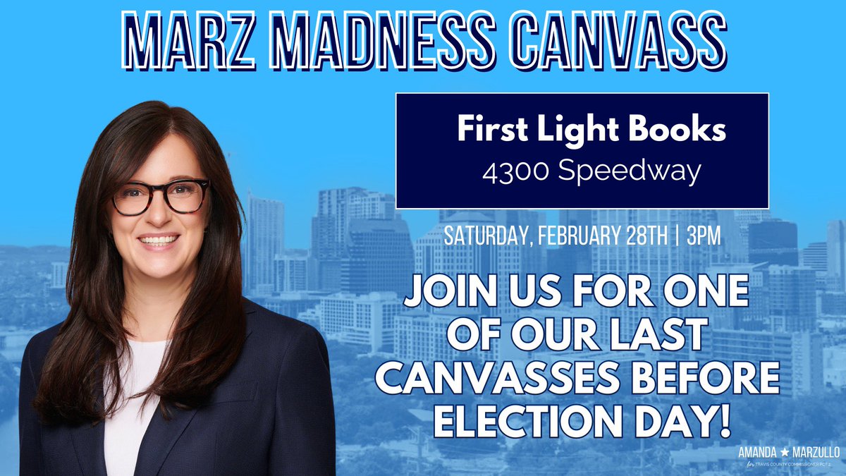 AmandaForTravis's tweet photo. With just days left until Election Day, we’re out in full force for another big canvas.

We aren’t just knocking on doors; we’re making sure our community has a plan to get to the polls this Tuesday.

Join us for our Marz Madness Canvass: https://t.co/GzKng3IOD1 https://t.co/HO23ICoCje