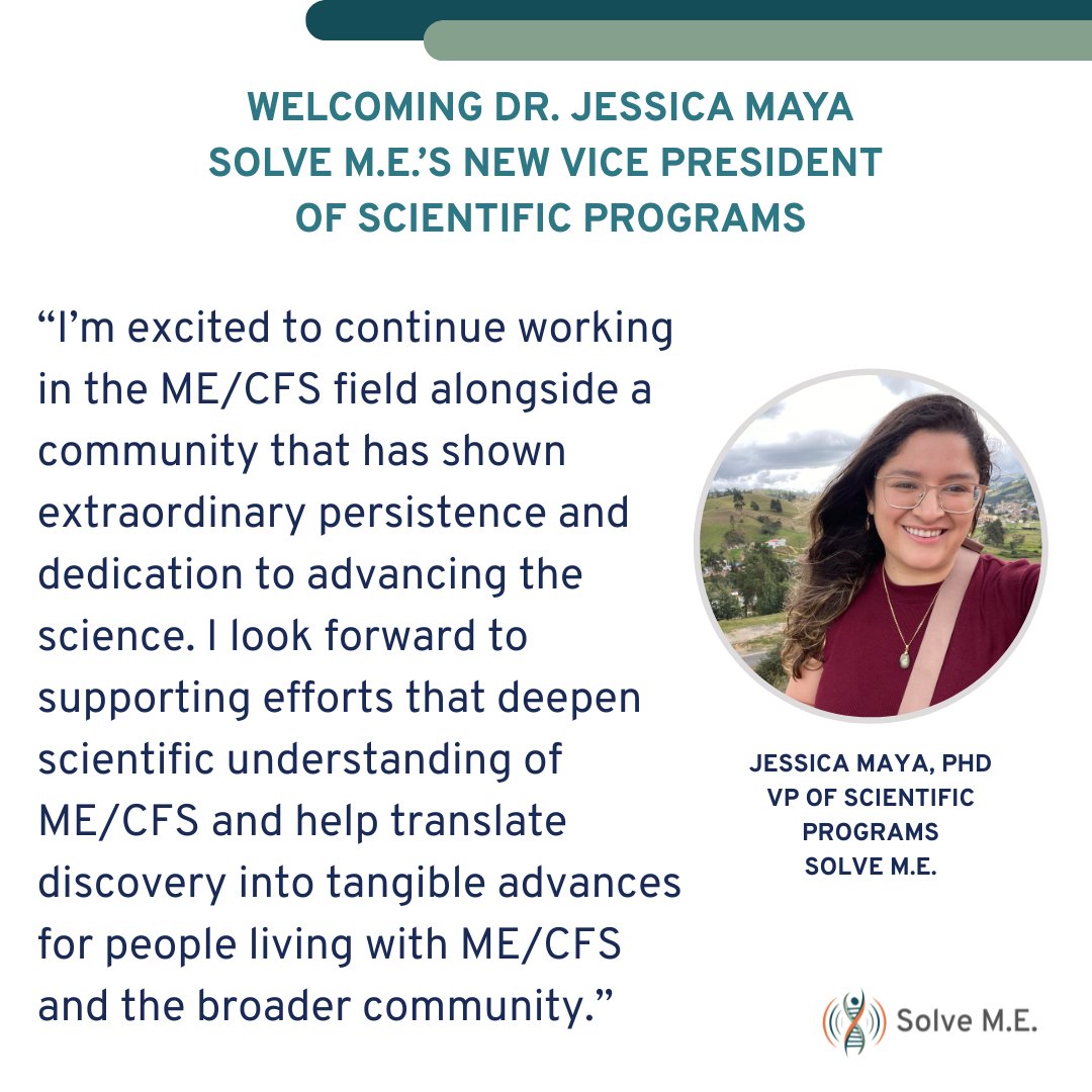 We’re excited to welcome Dr. Jessica Maya as our new VP of Scientific Programs! Jessica has experience in research strategy &amp; collaboration, &amp; will help accelerate progress for people living with #MECFS and #Long Covid.
Join us in welcoming her! 
ow.ly/AIMF50YmaoB