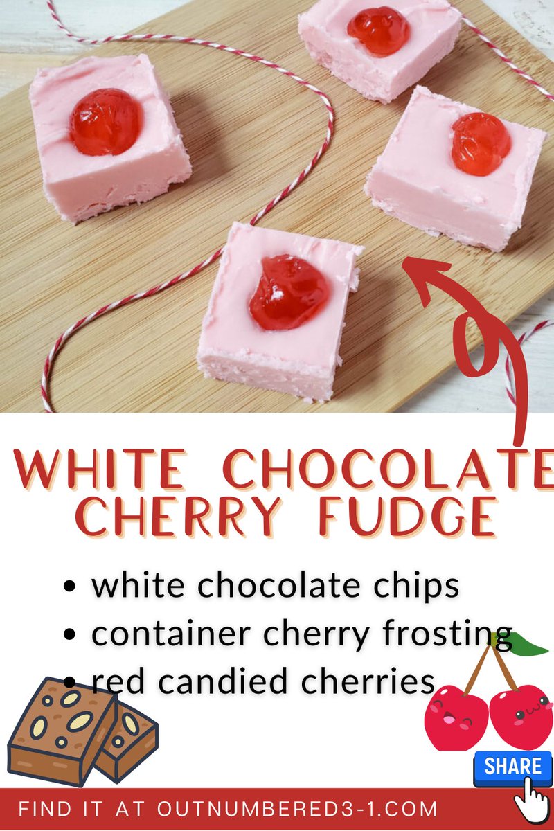 White Chocolate Cherry Fudgehttps://outnumbered3-1.com/2020/12/white-chocolate-cherry-fudge