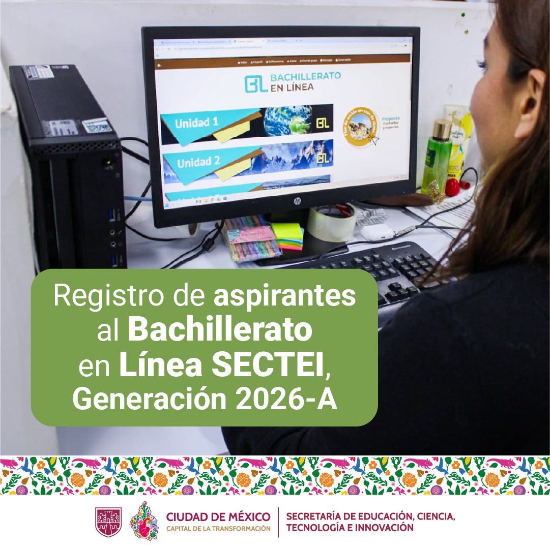 Ya te puedes registrar como aspirante al Bachillerato en Línea SECTEI Generación 2026-A 🙇‍♂️📚💻.

Convocatoria 👉 bit.ly/3N3xmQ8
Registro 👉 app.sectei.cdmx.gob.mx/inscripcion/in… 

#CapitalDeLaTransformación