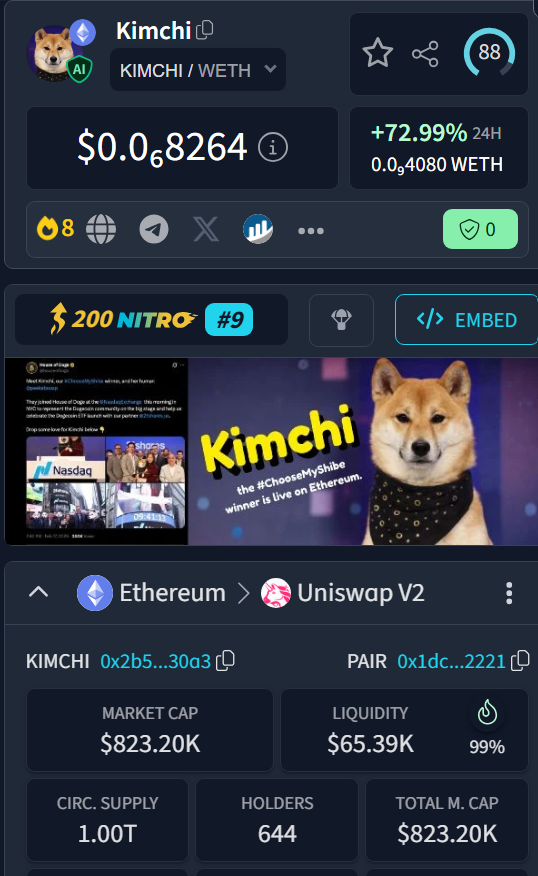 Over 600 chads holding $Kimchi already

The army is forming and we are just getting started

dextools.io/app/token/kimc…