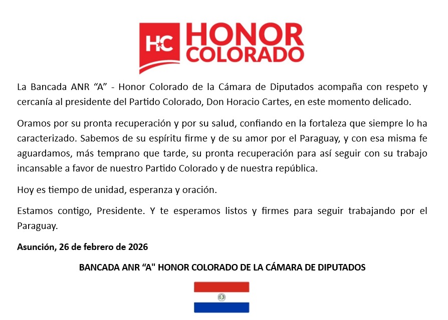 DipBancadaHC's tweet photo. Comunicado Bancada ANR "A" - Honor Colorado de la Honorable Cámara de Diputados https://t.co/otOldU049M