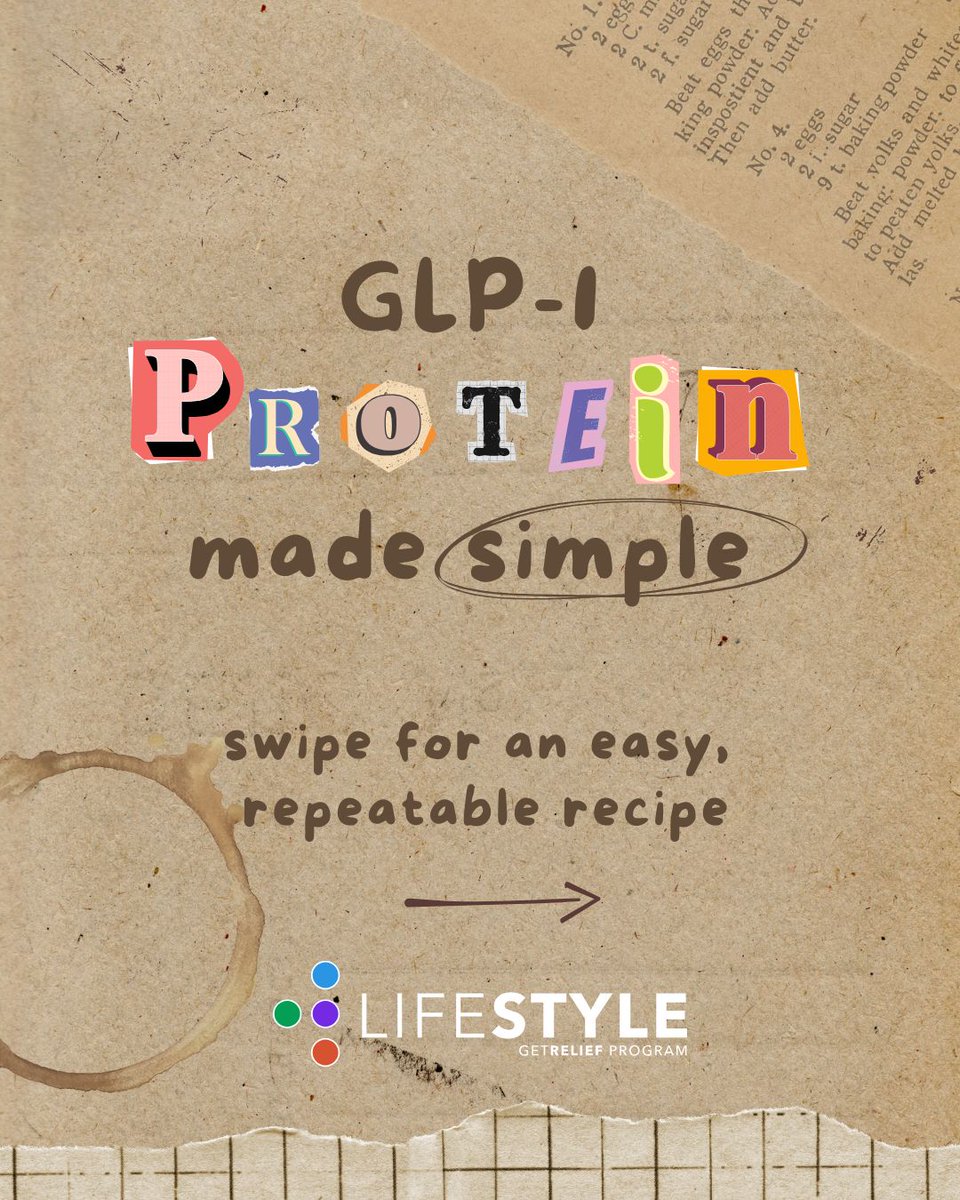 GetRelief_Life's tweet photo. Protein doesn’t have to be complicated to be effective.

We’re keeping it simple: one easy, repeatable way to support your daily protein intake while building GLP-1 lifestyle habits that actually stick.

When protein feels accessible, it’s easier to stay consistent – and consistency is what supports metabolic health over time. You don’t need perfect meals or endless variety. You need options that fit your schedule and reduce decision fatigue.

Pair protein-first choices with hydration, movement, sleep, and recovery, and you create a foundation that works with real life – not against it.

🔖 Save this post for your next grocery run or meal prep day.

👉Follow us for more GLP-1 lifestyle support, simple protein ideas, and sustainable habits you can repeat week after week.