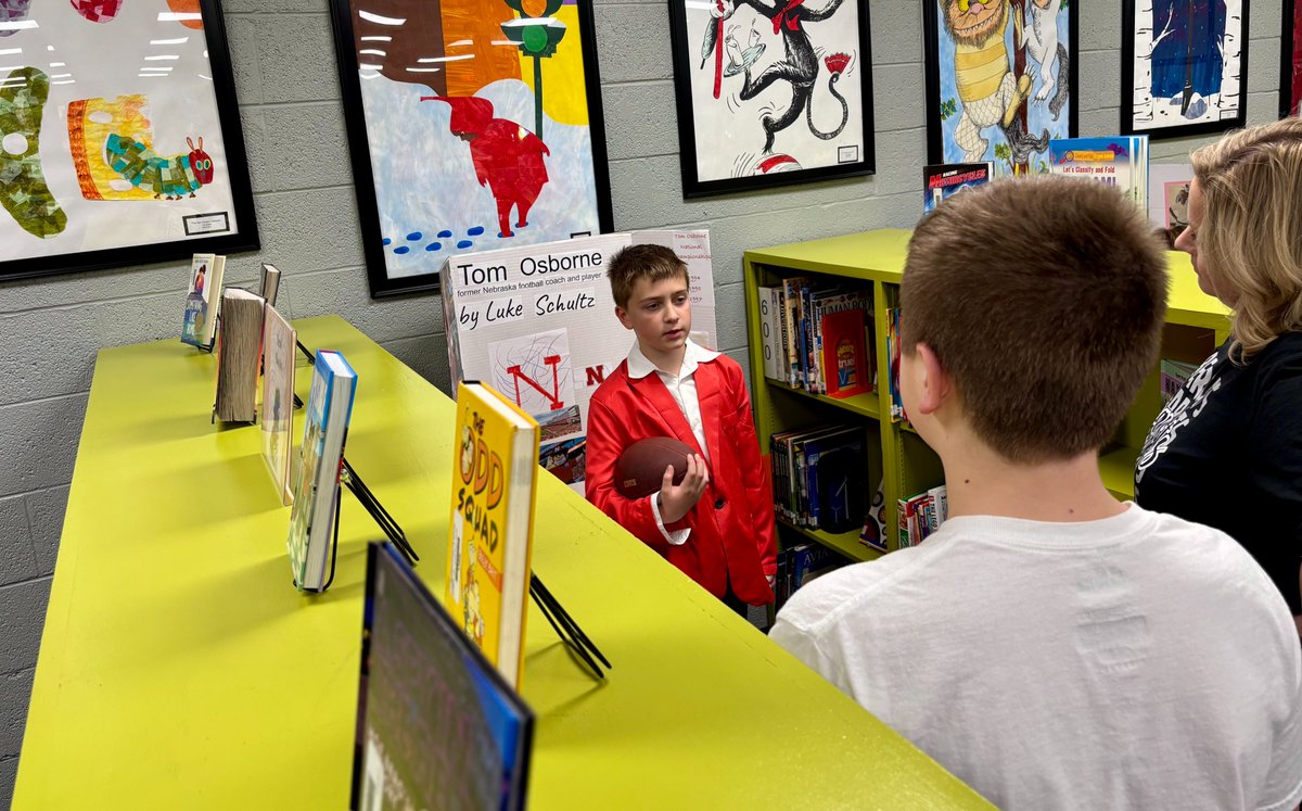The fourth graders hosted a "Living Wax Museum" this afternoon where they shared Nebraska history with attendees. Their project research and speech memorization were amazing! #heartlandhuskies
