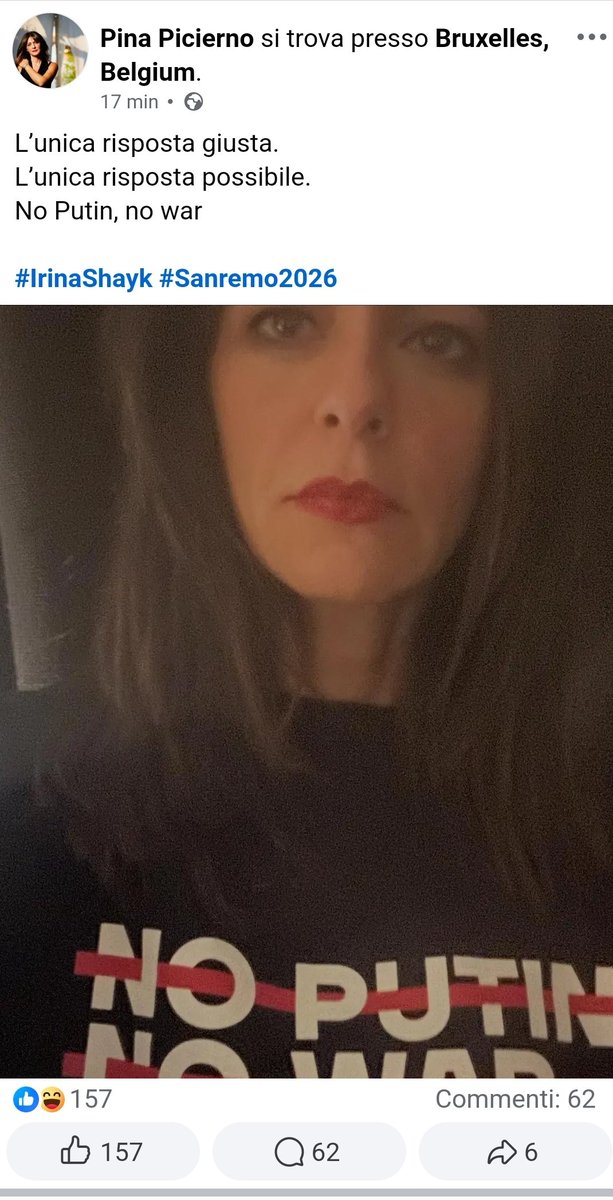 Pina Picierno che si ribella contro la partecipazione di #IrinaShaik solo perchè Russa, è il disagio

#sanremo2026 #sanremo