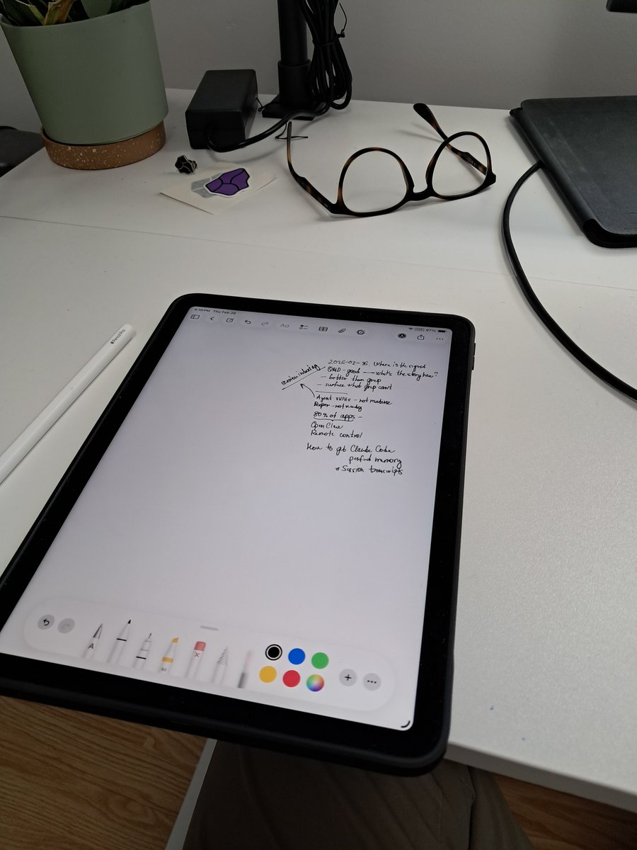 Sitting today for 15 minutes with a pen and paper (iPad) was the best decision so far before starting work. Thank you, Mario <a href="/badlogicgames/">Mario Zechner</a> , for inspiring me to slow down and think. How do you zoom out to get a better perspective on what's going on? For me it's pen and paper.