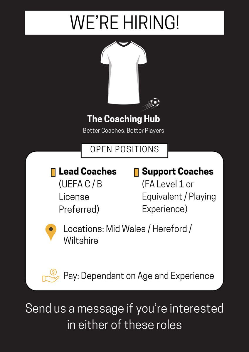 coachinghub__'s tweet photo. WE’RE HIRING: Football Camp Coaches 📋

The Coaching Hub is expanding! We’re recruiting Lead and Support Coaches to help deliver top-tier football sessions this Easter break.

Where we need you:
📍 Mid Wales
📍 Hereford
📍 Wiltshire https://t.co/nilOXr8Ska
