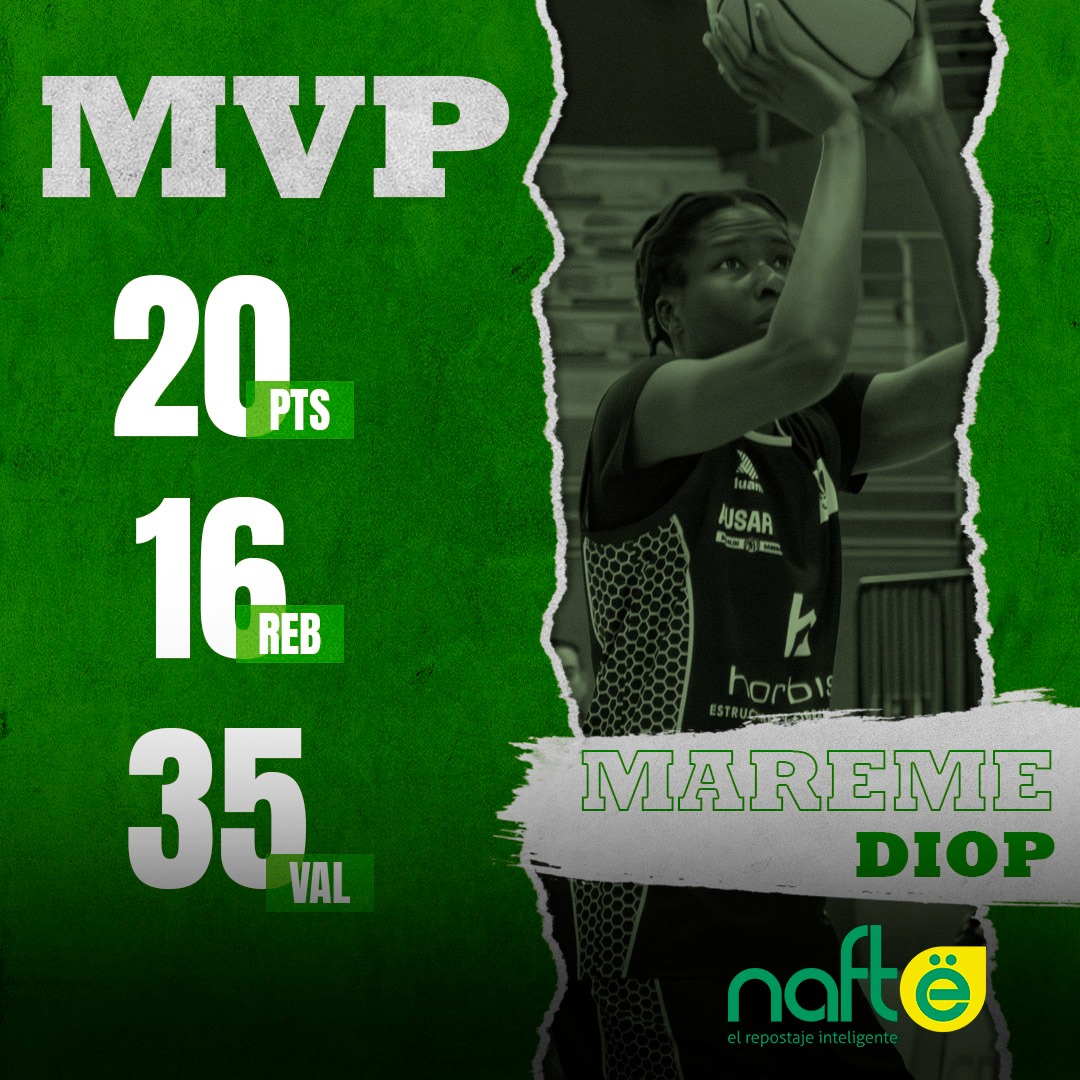 BARAKALDO__EST's tweet photo. Dominó como nadie la jornada 19 🥷🏾

🎯 20 puntos 
💪🏿 16 rebotes 
🔝 35 de valoración 

💎 Mareme Diop, MVP de la jornada 19 de LF2 y otro MVP Nafte más para la colección 

#ElCaminoDeVuelta https://t.co/17ESu8kKI5