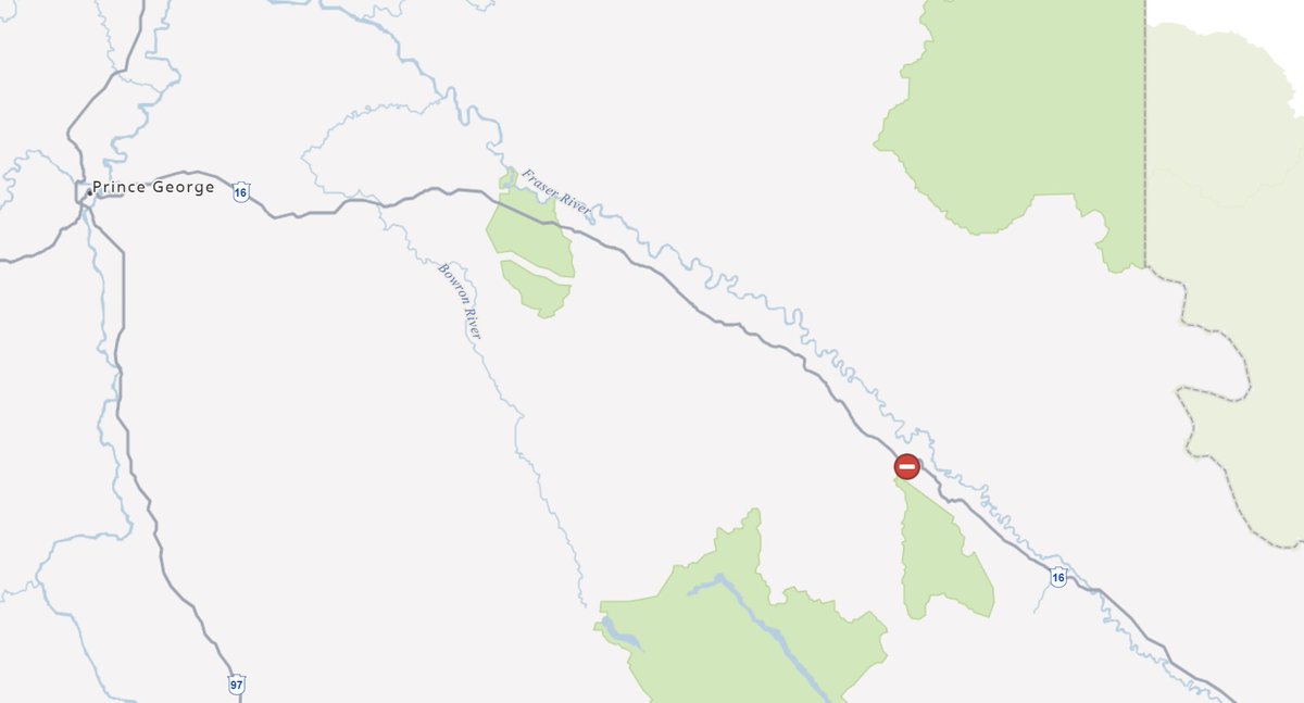 DriveBC's tweet photo. ⛔️REMINDER #BCHwy16 remains closed in both directions at #GoatRiver due to a vehicle incident. #PrinceGeorgeBC #McBrideBC
ℹ️More info: https://t.co/v9CPMM0Yev https://t.co/eLM9d60FEi