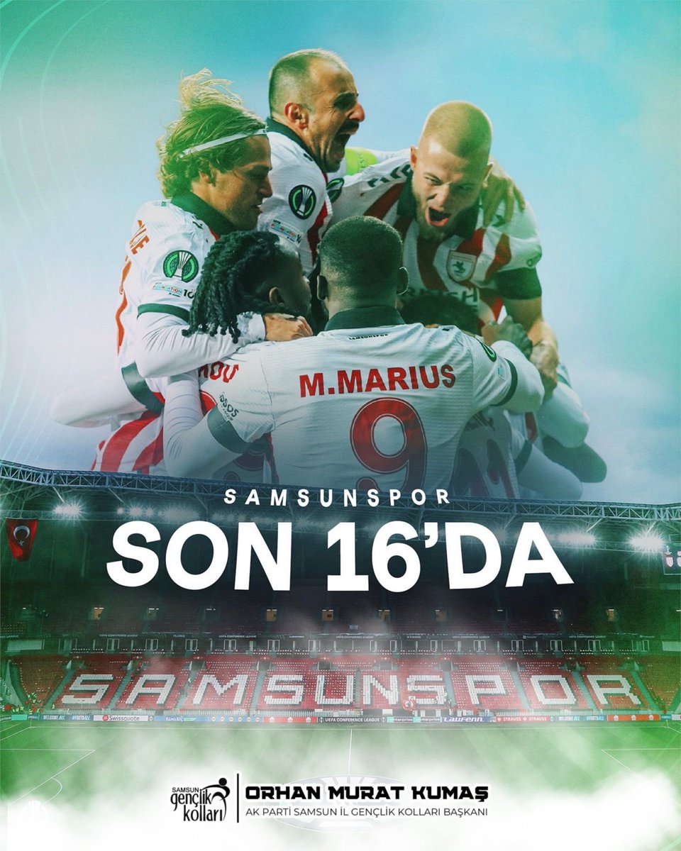 #UEFA Konferans Ligi’nde KF Shkëndija karşısında elde ettiği galibiyetle son 16 turuna yükselen  <a href="/Samsunspor/">Samsunspor 🇹🇷</a>’umuzu gönülden tebrik ediyorum. 👏🏻 👏🏻
#ConferenceLeague