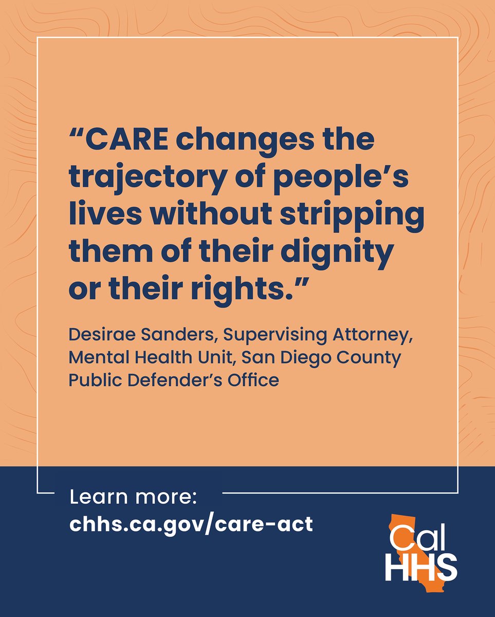 The CARE Act was designed to support recovery for Californians with severe mental illness as part of the state’s behavioral health continuum.

It’s a different model of court involvement—one that centers dignity and respects individual rights. 📲 chhs.ca.gov/care-act