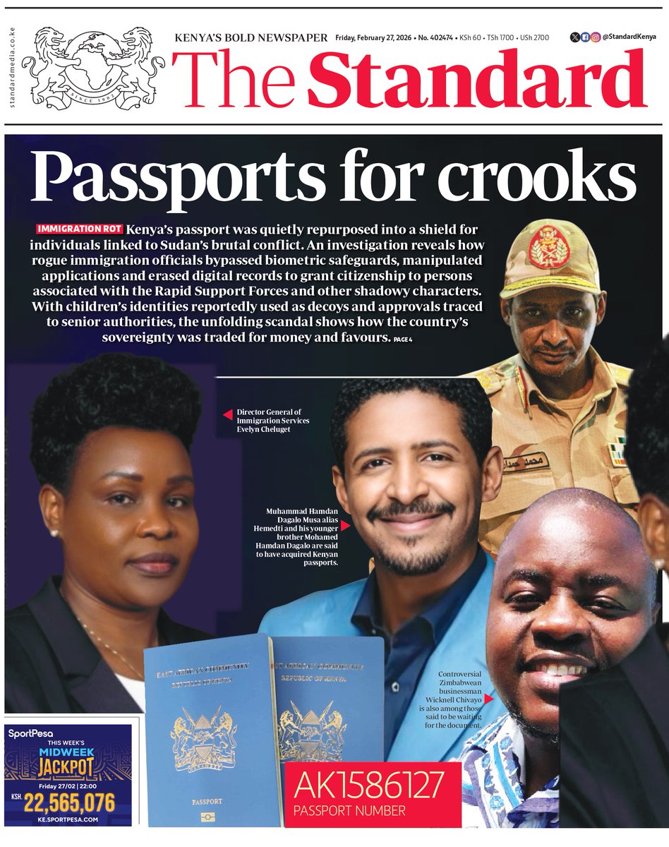 Passports for crooks

Introducing Platinum, Silver and Emerald memberships tailored just for you! More choice. More value. More ways to power BOLD and factual journalism. Stay informed with The Standard E-Paper and INSiDER delivered straight to your device anywhere! Enjoy