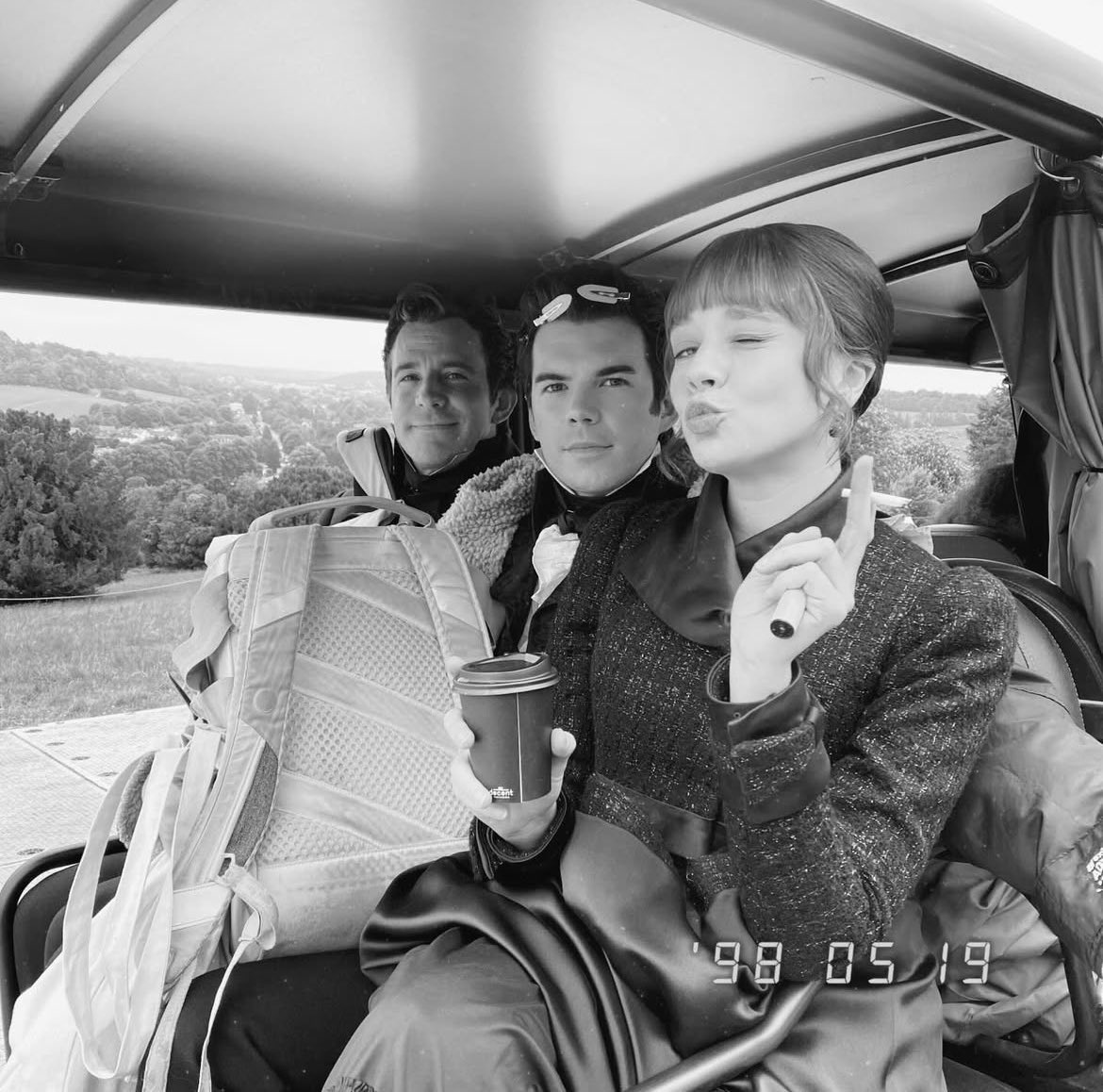 bts photos of Luke Thompson, Luke Newton and Claudia Jessie from #Bridgerton Season 4 

📸 by Emma Naomi