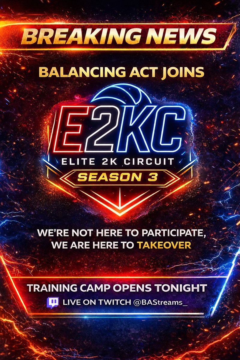 BAStreams_'s tweet photo. @KageLegends 🤝 @elite2kcircuit 

Balancing Act has officially joined the Elite 2K Circuit. 

Training camp opens tonight, live on Twitch 🔥
https://t.co/zGOKCKPJZQ https://t.co/CjVFNvWav7