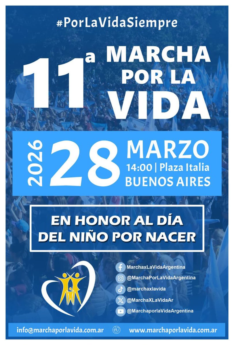MarchaXLaVidaAr's tweet photo. ¿Por qué  la Marcha por la Vida es distinta de otras marchas ?  
Porque Nadie marcha por sí mismo. Nadie exige derechos ni privilegios para sí mismo .TODOS marchamos en nombre de alguien que aún no conocemos  y que NO  puede MARCHAR . 
Te esperamos el #28M
#PorLaVidaSiempre https://t.co/iQ7juP0u6t